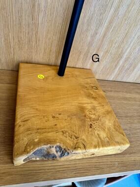 “G” Custom Steel & Wood Retail Display Stand LIVE edge– Adjustable Height